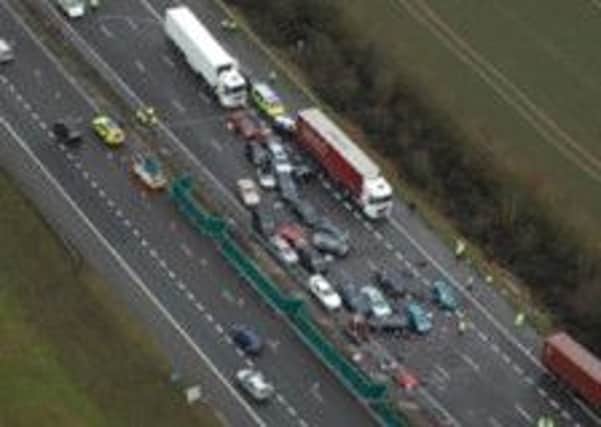 An aerial view of the M40 accident NNL-150214-182139001