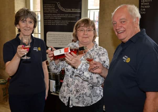 Brackley Wine Festival. From the left, Sue Hampshire, Brackley Rotary president, Andrea Hargrave MW, of Character Wines and Trevor Davies, organizer, of Brackley Rotary. NNL-150425-191213009