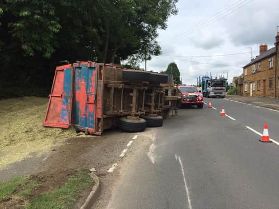 The trailer crashed on the A361 in Chipping Warden. Pic via @PCReidyRural NNL-150625-141607001