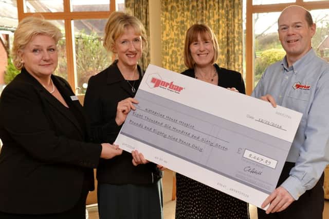 Norbar, Banbury present a cheque to Katharine House. From the left, Moira Logie, Daphne Robertson, KH fundraising dept, Catherine Rohll, Norbar commercial director and Philip Brodey, Norbar sales director. NNL-161201-123234009