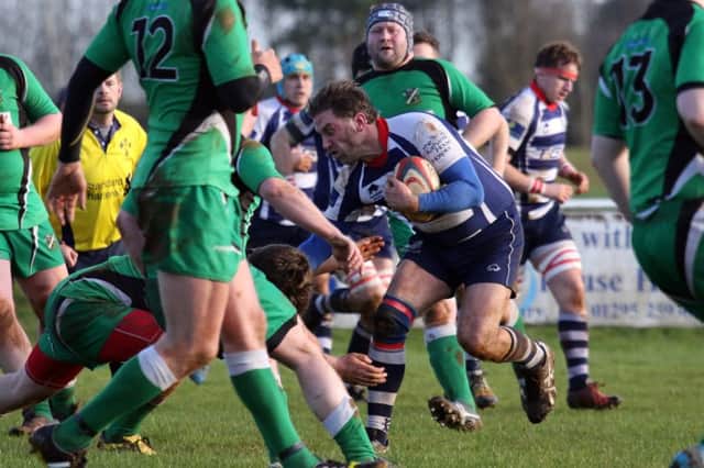 Simon Brand in the thick of things for Banbury Bulls against Bedworth