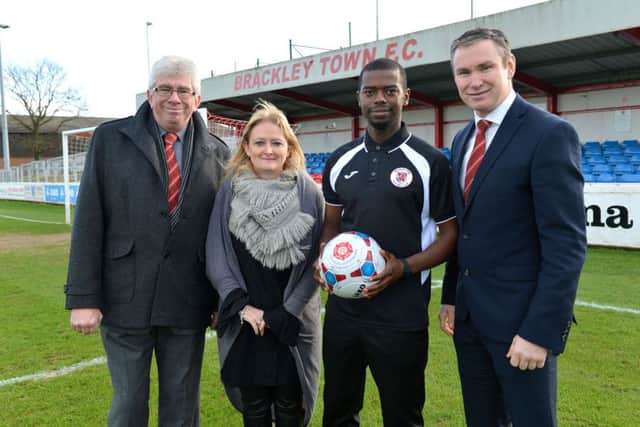 Francis Oliver, chairman, Janene Butters, general manager, Eddie Odhiambo, football in the community officer and Kevin Wilkin, first team manager