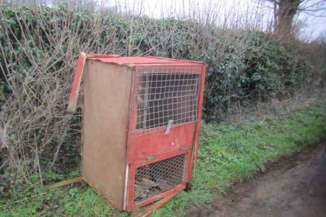 The wooden carrier Echo the cockerel was found in by the side of the road in Bloxham. NNL-160202-094345001