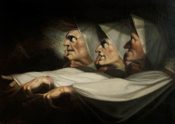 Macbeth, Act I, Scene 3, the Weird Sisters depicted by Henry Fuseli.