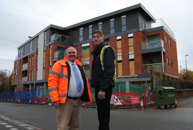 Councillor John Donaldson with Anthony Flint outside the new Calthorpe House development in Banbury last year.