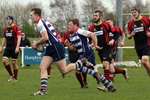 George Grieve goes over for Banbury Bulls against Pinley at Bodicote Park