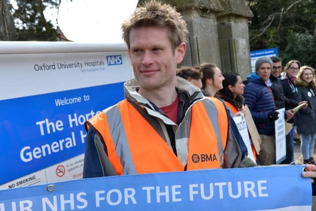 Junior doctors at The Horton Hospital, Banbury, taking strike action on Oxford Road. Spokesman, Dr. Ian Carr. NNL-160426-130431009