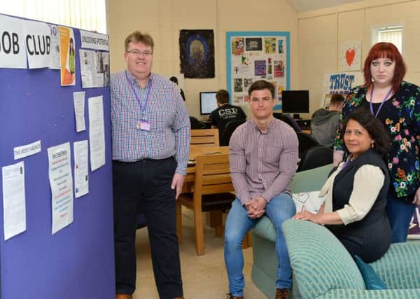 BYHP, Banbury are appealing for funds. From the left, Tim Tarby-Donald, head of business, Justin Donovan, housing officer, Aida Walsh, training program manager and Rachael O'Reilly, Job Club volunteer. NNL-160516-150158009