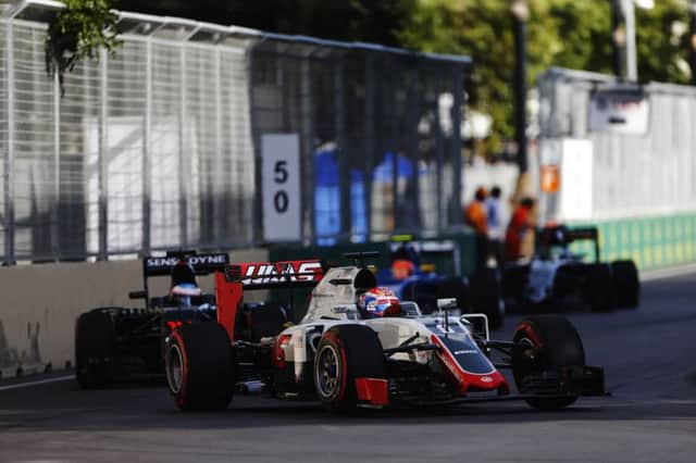 Romain Grosjean in action during Sunday's European Grand Prix