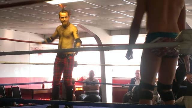 Street Punk Tony prowls the ring at NBWA Homecoming 4