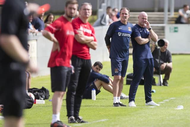 Kevin Wilkin watches on during Saturday's friendly. Pictures: Kirsty Edmonds