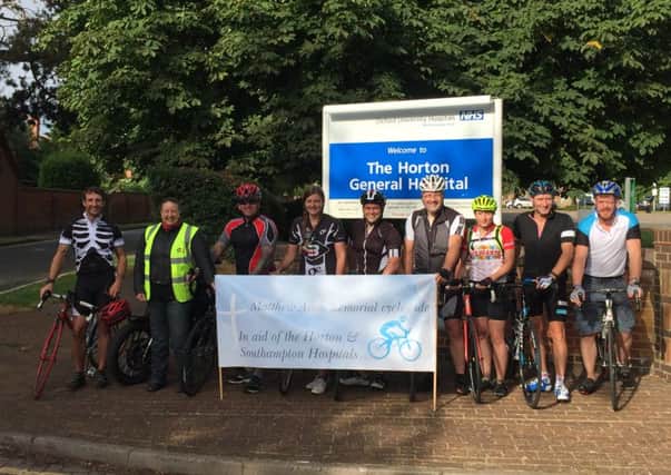 Cyclists rode 92 miles from Horton Hospital to Southampton in memory of Matthew Aran, who died when he was only two days old. PNL-160208-125134001