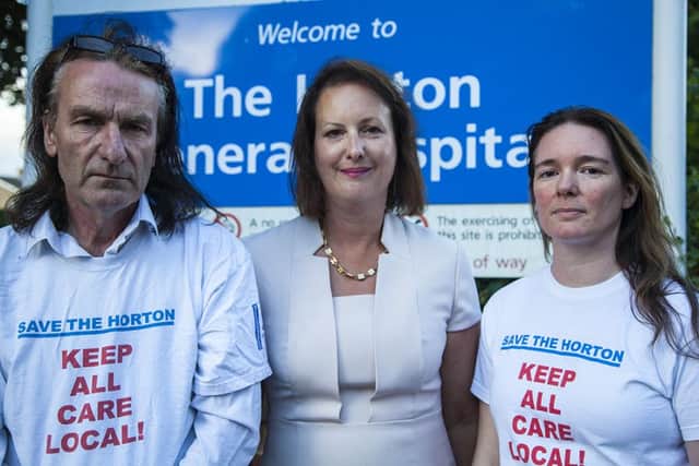 Victoria Prentis with Keith Strangwood and Kate Spencer of Keep the Horton General NNL-160816-112049001