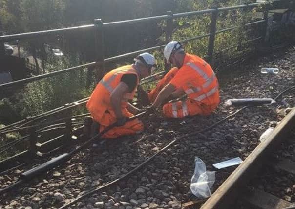 Cable repairs onthe railway line between London Marylebone and Birmingham .