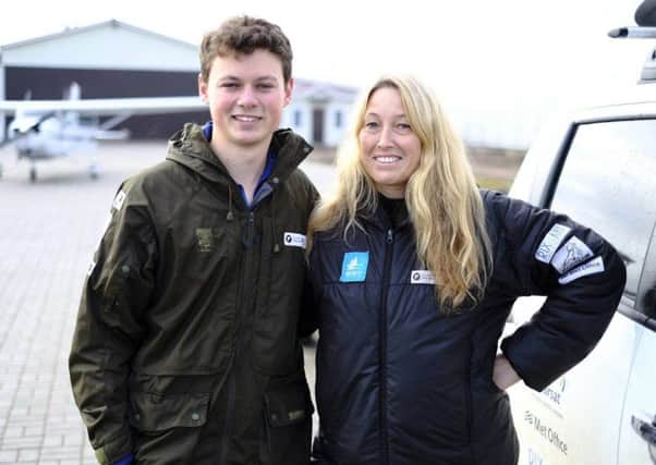 Ben Cherry from Tysoe with Sacha Dench from the Wildfowl & Wetlands Trust, who are both taking part in Flight of the Swans