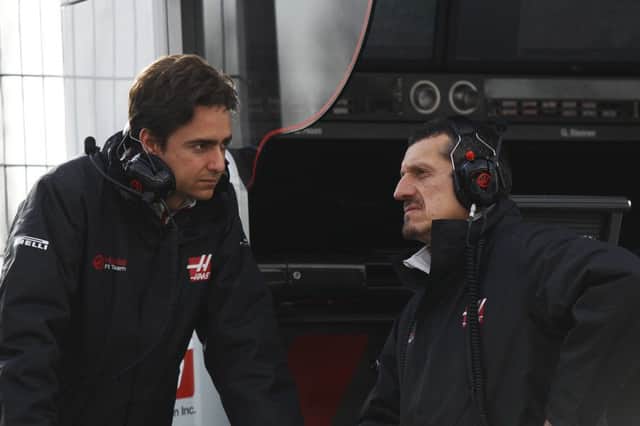 Haas F1 Team boss Guenther Steiner with Esteban GutiÃ©rrez