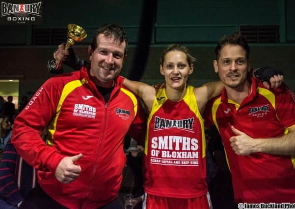 Edward Billsdon,  Magdalena Olsztynska and Ben Malcher fropm Banbury Boxing Club NNL-160111-120910002