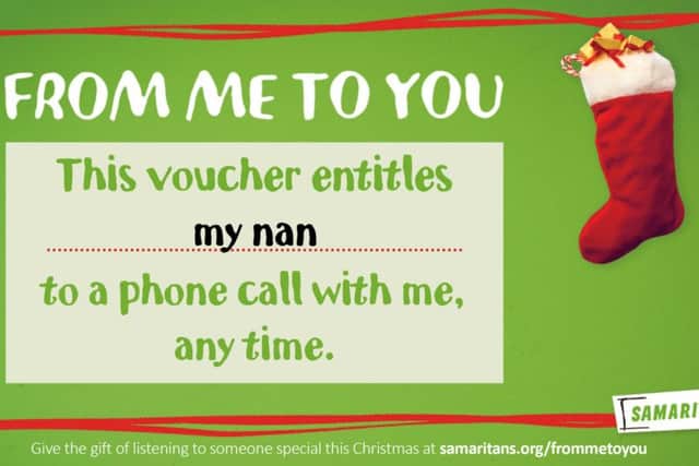 Samaritans #RealChristmas vouchers can be personalised NNL-160912-114256001
