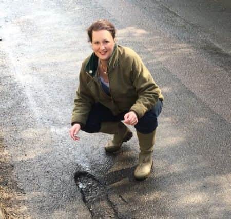 A pothole near the home of MP Victoria Prentis. NNL-170117-154142001