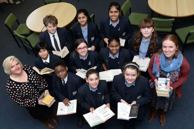 Blessed George Napier School, Banbury, Readathon. Pupils are pictured with English teachers, left, Zoe Farndon and right, Alice Edwards.
