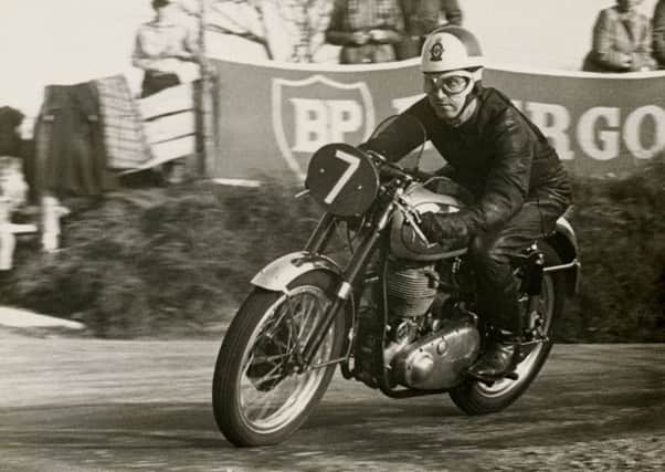 Eddie Dow winning the Senior Isle of Man TT in 1955 NNL-170322-092736001