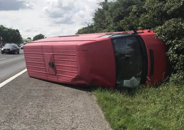 No one was hurt in a crash on the M40 on June 1. Photo: West Midlands Ambulance Service NNL-170206-094337001