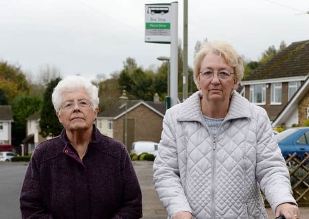 Veronica Keyte, left and Rosemary Cannon, right at a B8 bus stop on Austin Drive, Banbury. NNL-171024-162555009