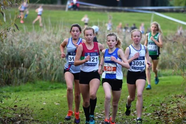 Alex Scrivener on her way to 12th place in the girls' under-15 race at Milton Keynes NNL-171113-161400002