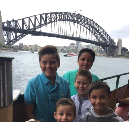 Sam Kyme's children Joey and Harry with their cousins in Sydney NNL-171113-163009001