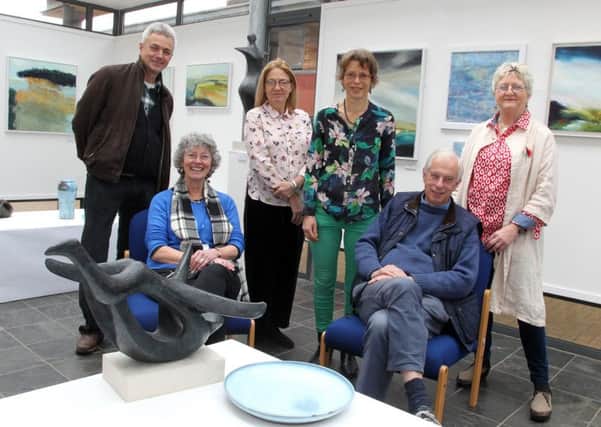 Artists exhibiting their work at the Heseltine Gallery, Chenderit school in Middleton Cheney for the opening of a new exhibition. Pictured L-R, Robin Walden, Arabella Kiszely, Marina Meredith-Owen, Beatrice Hoffman, James Kerr, Caroline Chappell NNL-171211-172025009